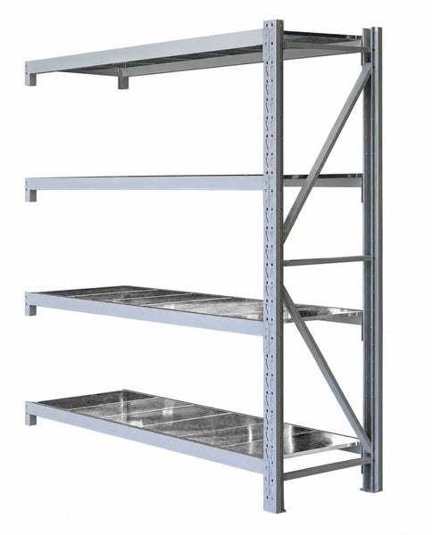 Visiplas Long-span Shelving Unit 4 Shelf Steel Panel Add-on Bay Angle view