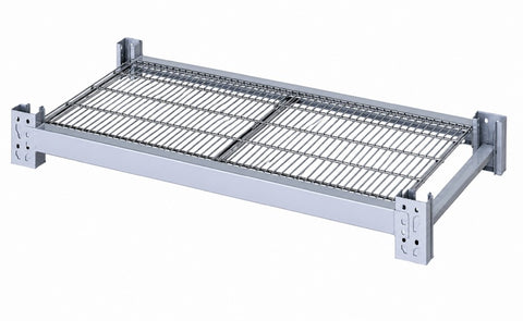 VISIPLAS LongSpan shelving 1200mm  wire mesh shelf kit comprising two 1200mm beams and two powder coated wire mesh panels.