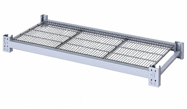 VISIPLAS LongSpan shelving 1800mm  wire mesh shelf kit comprising two 1800mm beams and three powder coated wire mesh panels.