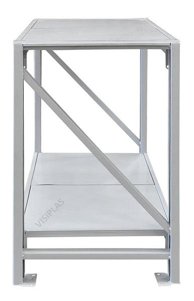 End View V9122 VISIPLAS 930mm High Starter Bench with 1200mm x 600mm Shelves on 2 Levels