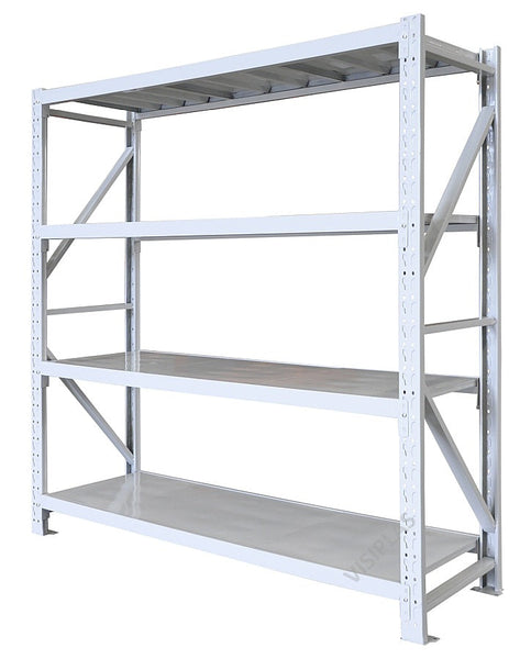 Angled View V20184 VISIPLAS 2000mm High Starter Bay with 1800mm x 600mm Shelves on 4 Levels