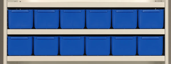 AT42 Parts Trays Showing Six Trays on 900mm Wide x 400mm Deep Shelf