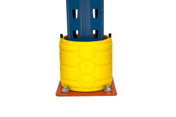 VISIPLAS AX115 Pallet Deflector on Front upright of pallet rack.