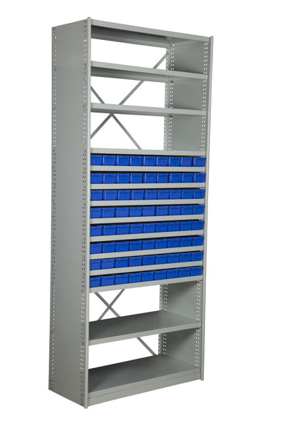 VISIPLAS BS219 Steel Shelving Kit with 14 Shelves and 72 x AT40 Parts Trays