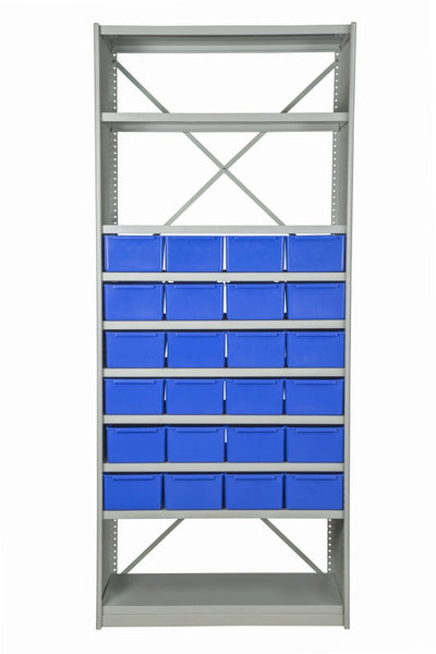 VISIPLAS BS245 Steel Shelving Kit with 10 Shelves and 24 x AT43 Parts Trays
