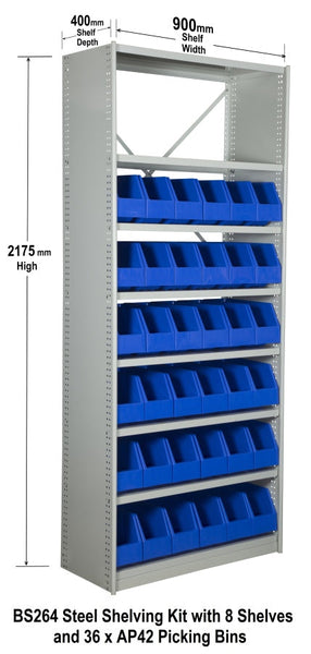 Picking Bins Blue 400x146x200mm Pack of 18 VISIPLAS AP42