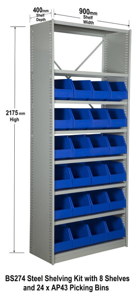 Picking Bins Blue 400x219x200mm Pack of 12 VISIPLAS AP43